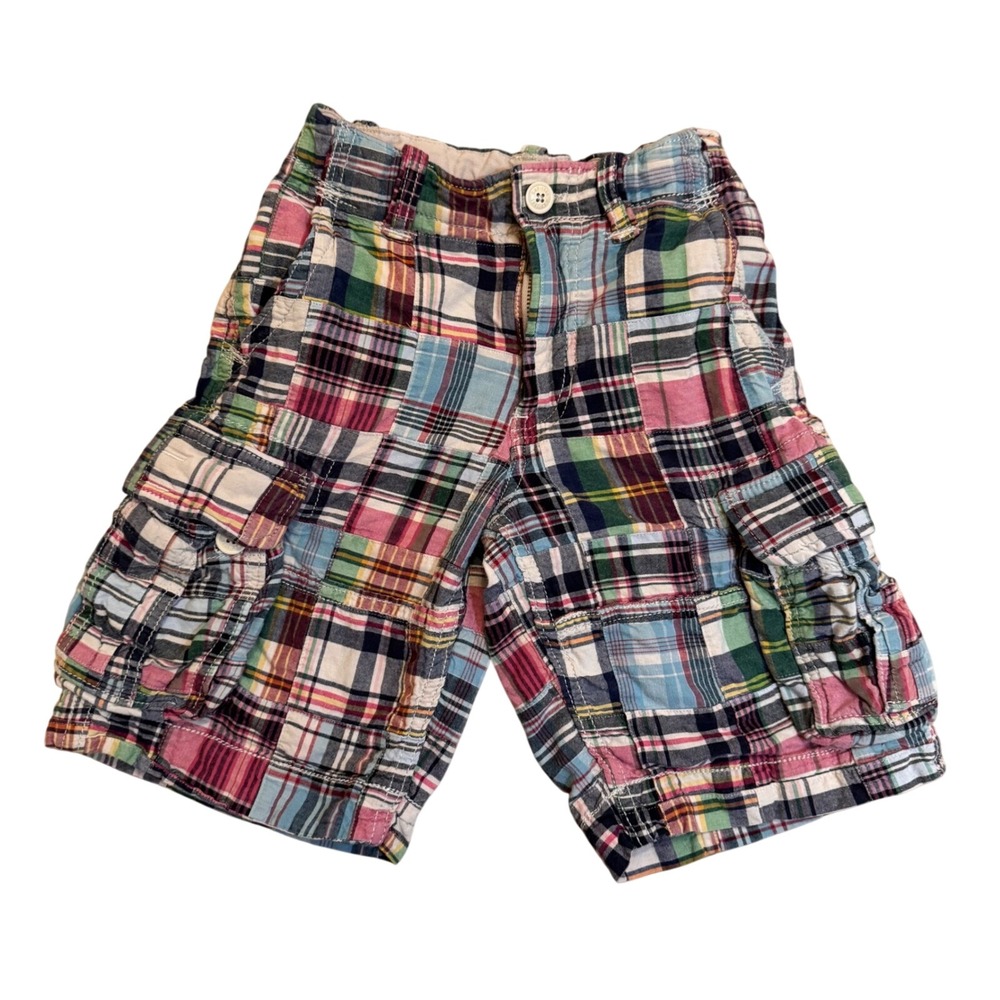 Gap Kids Boys Plaid Patchwork Heavy Duty Cargo Shorts PreppySize 8‎ Slim